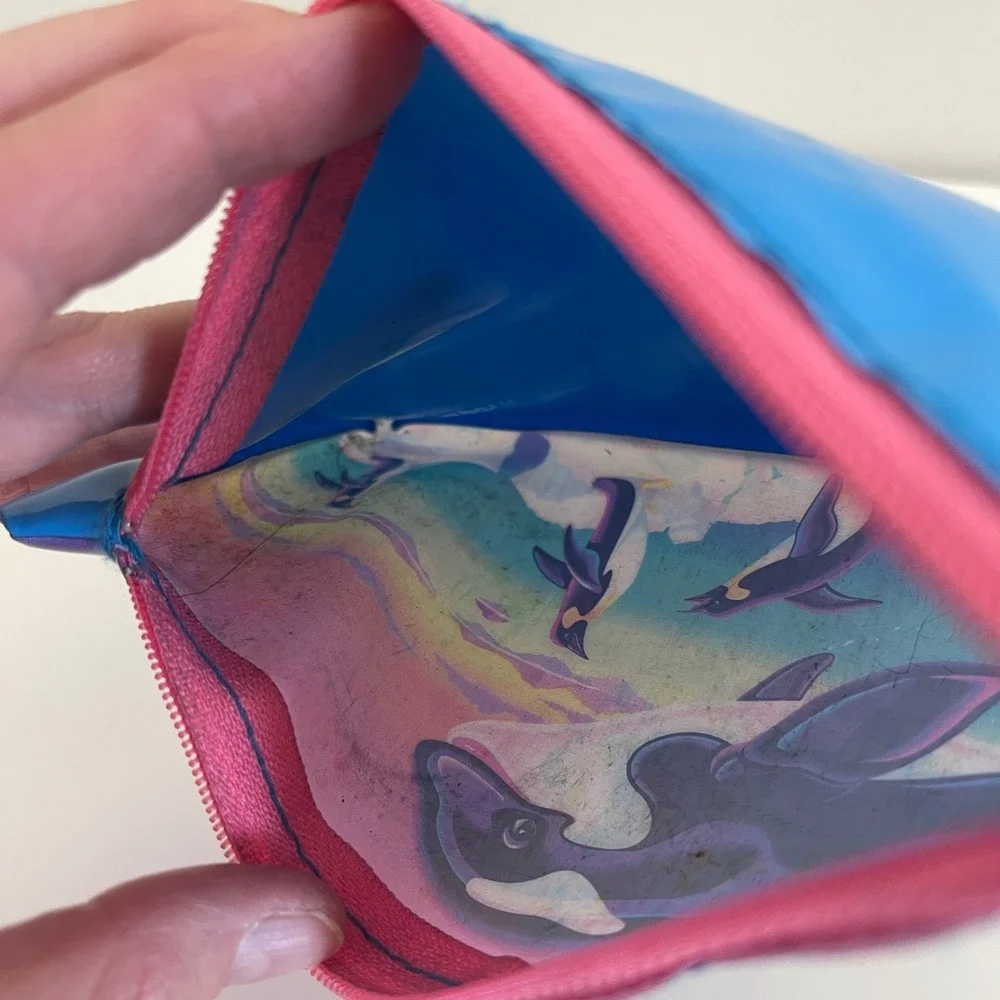 Lisa Frank Pencil Pouch Case Max Splash Whale Dolphin Penguin 90s VTG Retro RARE